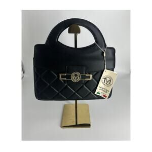 Valentino Orlandi Vegan Leather bag, Black with Gold Hardware, Crossbody Bag NWT